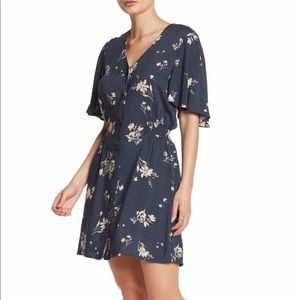 Flutter Sleeve Button Front Floral Dress